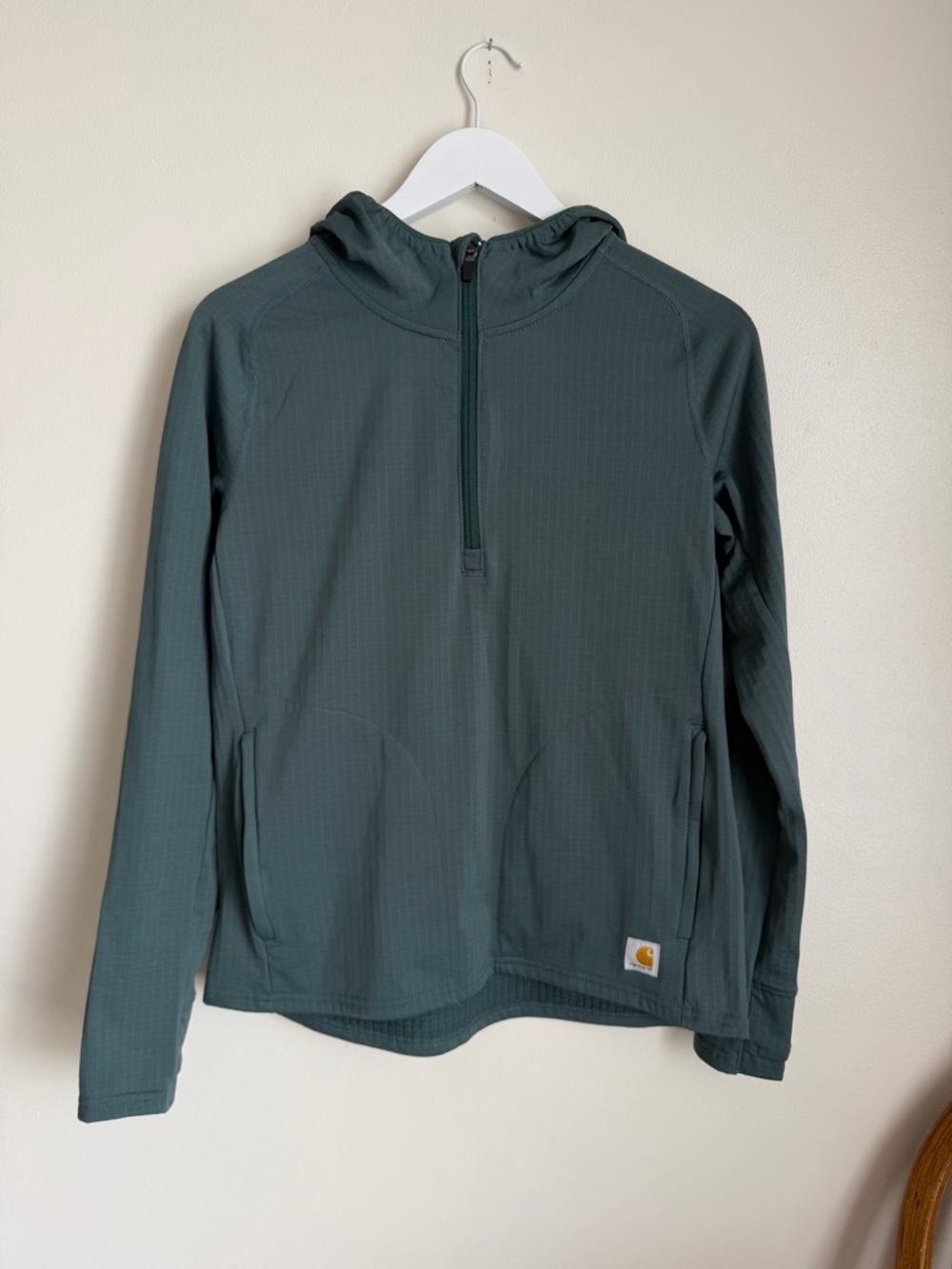 Carhartt Women's Force FastDry Relaxed Fit Half-Zip Hooded Work Shirt Green